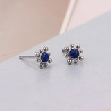 925 Sterling Silver Beaded Daisy Flower Hoop Earring for Women