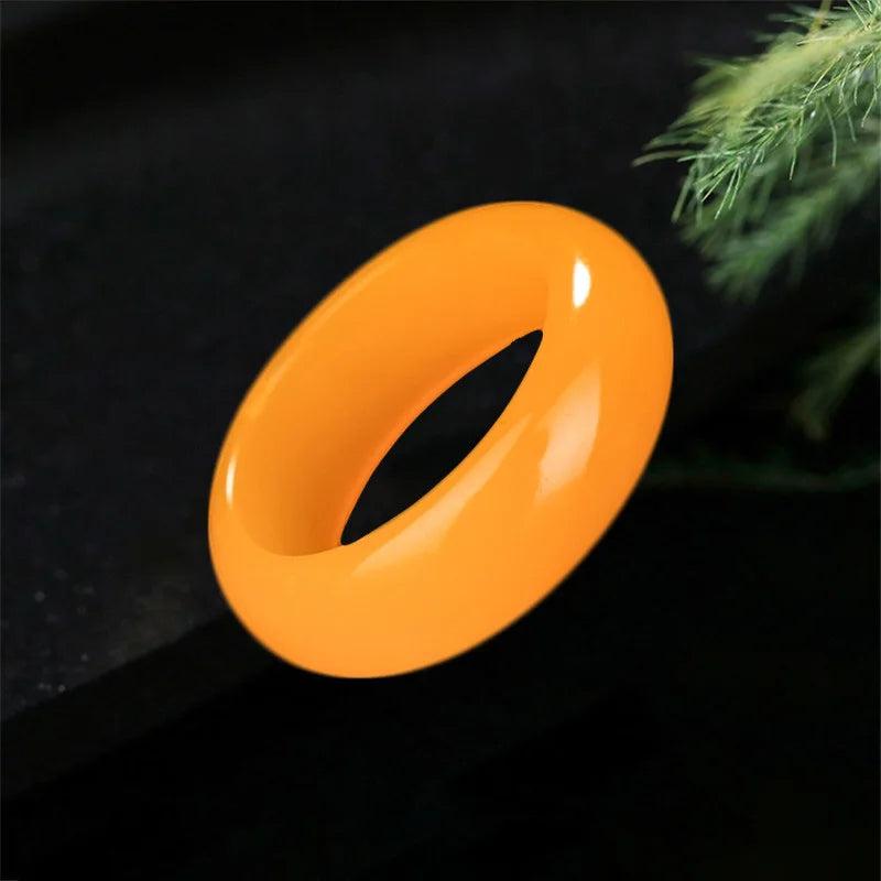 Yellow Jade Ring Jewelry Chinese Jadeite Charm Hetian Crafts Natural Woman Amule