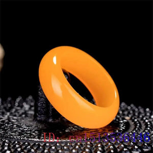 Yellow Jade Ring Jewelry Chinese Jadeite Charm Hetian Crafts Natural Woman Amule