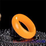 Yellow Jade Ring Jewelry Chinese Jadeite Charm Hetian Crafts Natural Woman Amule
