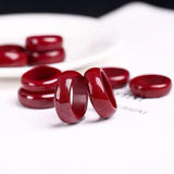 Natural Red Cinnabar Jade Ring Hand Weaving Jewellery Luck Amulet
