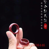 Natural Red Cinnabar Jade Ring Hand Weaving Jewellery Luck Amulet