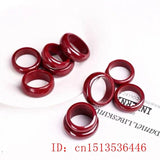 Natural Red Cinnabar Jade Ring Hand Weaving Jewellery Luck Amulet
