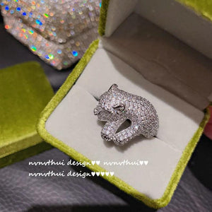 Silver Leopard Open Ring for Women Party Animal Jewelry Gift