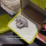 Silver Leopard Open Ring for Women Party Animal Jewelry Gift