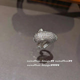 Silver Leopard Open Ring for Women Party Animal Jewelry Gift