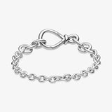 925 Silver Pan Charm Infinity Knot Chain Bracelet Bangle DIY Gift