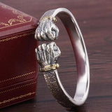 Men's 999 Silver Power Fist Cuff Bracelet Retro Personality Solid