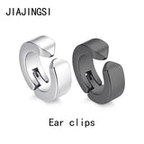 Men's Stainless Steel Non-Piercing Clip On Ear Stud Cuff Earrings