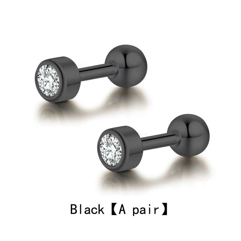 Stainless Steel 4-Claw Stud Earrings with Clear Crystals