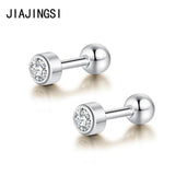 Stainless Steel 4-Claw Stud Earrings with Clear Crystals