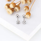 Stainless Steel 4-Claw Stud Earrings with Clear Crystals