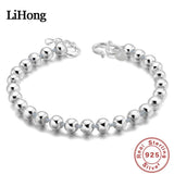 925 Silver 5MM Beads Bracelet Women Wedding Charm Jewelry