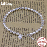 925 Silver 5MM Beads Bracelet Women Wedding Charm Jewelry