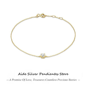 925 Sterling Silver CZ Chain Bracelet 18K Plated