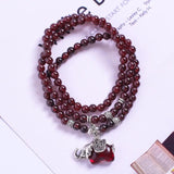 Red Garnet Stone Beaded Bracelet Elephant Accessory Woman Jewelry Gift