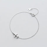 Silver Airplane Bracelet 925 Jewelry Chain for Women Girls