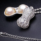 Freshwater Pearl Peanut Pendant 925 Sterling Silver Jewelry