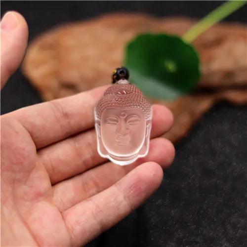 Crystal Buddha Pendant Necklace Natural Jadeite Amulet Jewelry
