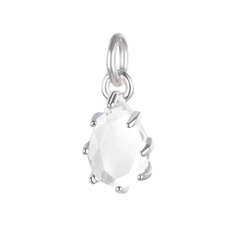 TrustDavis 925 Sterling Silver Water Drop CZ Pendant Necklace DIY Jewelry