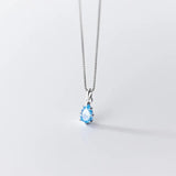 TrustDavis 925 Sterling Silver Water Drop CZ Pendant Necklace DIY Jewelry