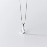 TrustDavis 925 Sterling Silver Water Drop CZ Pendant Necklace DIY Jewelry
