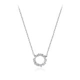 925 Silver Zircon Circle Pendant Necklace Set for Women NK069