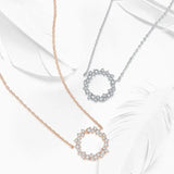 925 Silver Zircon Circle Pendant Necklace Set for Women NK069