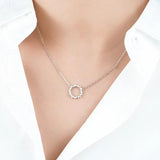 925 Silver Zircon Circle Pendant Necklace Set for Women NK069
