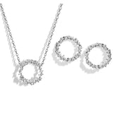 925 Silver Zircon Circle Pendant Necklace Set for Women NK069