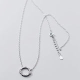 925 Silver Zircon Circle Pendant Necklace Set for Women NK069