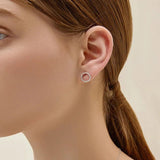 925 Silver Zircon Circle Pendant Necklace Set for Women NK069