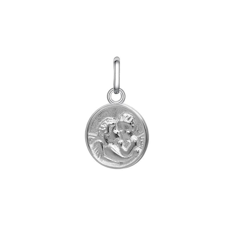 Trustdavis 925 Silver Round Coin Charm Pendant DIY Jewelry DZ111