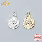 Trustdavis 925 Silver Round Coin Charm Pendant DIY Jewelry DZ111