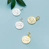 Trustdavis 925 Silver Round Coin Charm Pendant DIY Jewelry DZ111