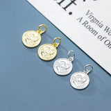 Trustdavis 925 Silver Round Coin Charm Pendant DIY Jewelry DZ111