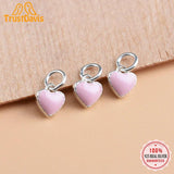TrustDavis Sterling Silver Pink Heart Charms Pendant for Jewelry DIY