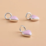 TrustDavis Sterling Silver Pink Heart Charms Pendant for Jewelry DIY