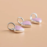 TrustDavis Sterling Silver Pink Heart Charms Pendant for Jewelry DIY