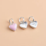TrustDavis Sterling Silver Pink Heart Charms Pendant for Jewelry DIY