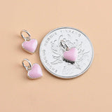 TrustDavis Sterling Silver Pink Heart Charms Pendant for Jewelry DIY