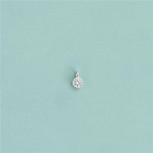TrustDavis 925 Silver Zircon Round Charm Pendant DIY Jewelry
