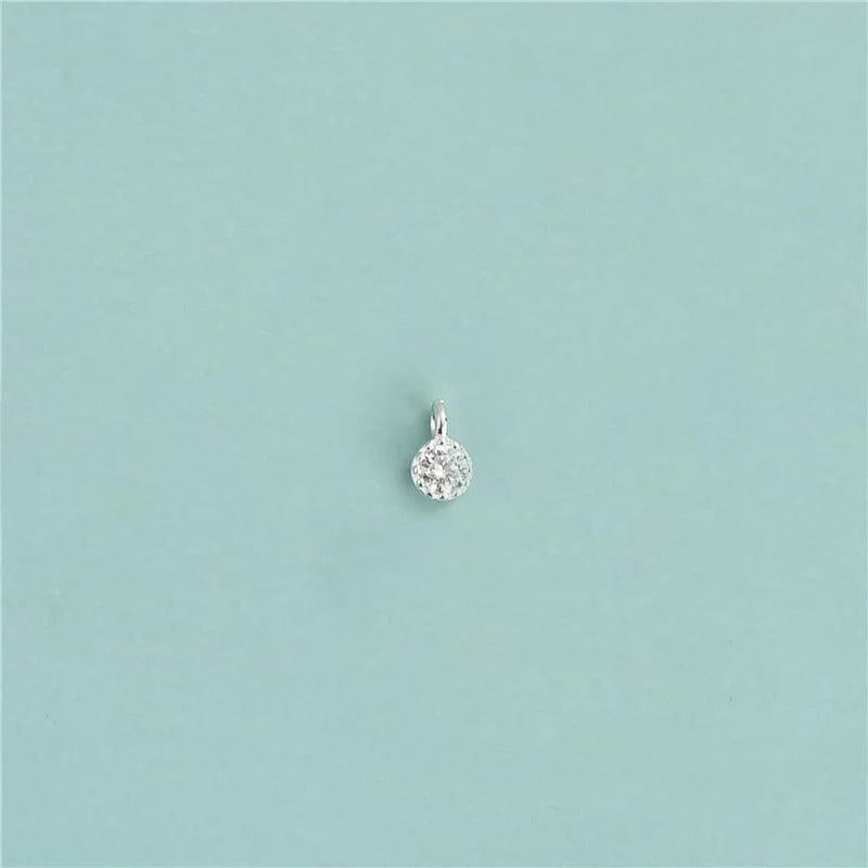TrustDavis 925 Silver Zircon Round Charm Pendant DIY Jewelry