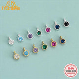TrustDavis 925 Silver Zircon Round Charm Pendant DIY Jewelry