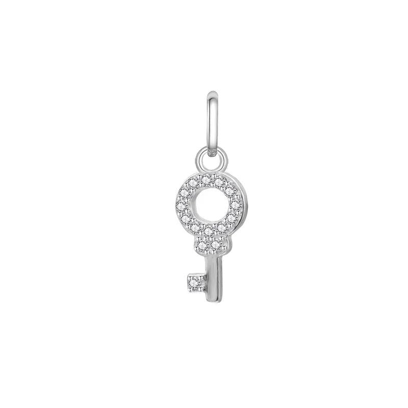 TrustDavis 925 Sterling Silver Mini Key Charm Pendant DIY Jewelry HY027