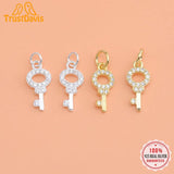TrustDavis 925 Sterling Silver Mini Key Charm Pendant DIY Jewelry HY027