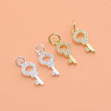 TrustDavis 925 Sterling Silver Mini Key Charm Pendant DIY Jewelry HY027