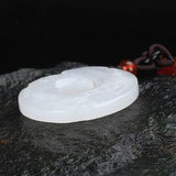 Natural Jade Rune Pendant Necklace Double-Sided Hand-Carved Charm