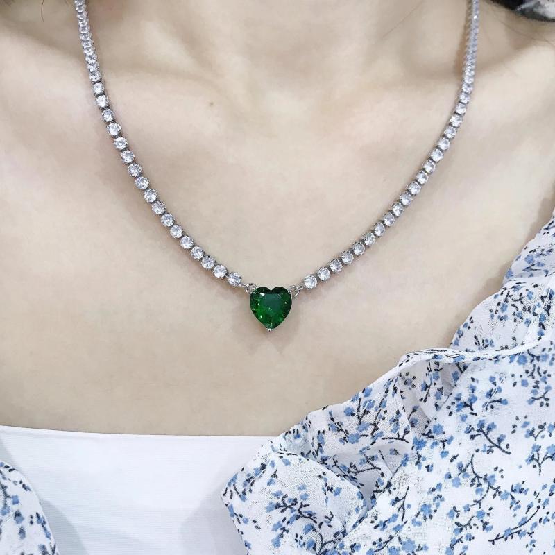 Emerald Chocker Necklace 925 Sterling Silver Wedding Pendants Necklace