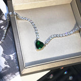 Emerald Chocker Necklace 925 Sterling Silver Wedding Pendants Necklace